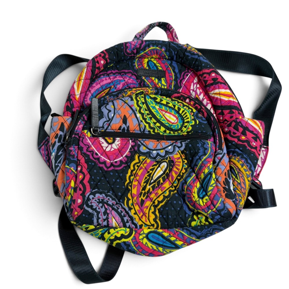 Vera Bradley Quilted Mini Backpack Paisley Pink Blue Yellow 23725-K01